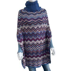 Missoni Turtle Neck Knit Cape Poncho